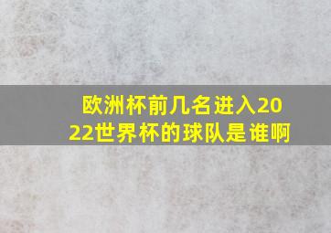 欧洲杯前几名进入2022世界杯的球队是谁啊