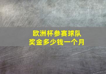 欧洲杯参赛球队奖金多少钱一个月