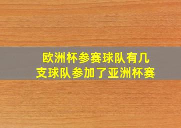 欧洲杯参赛球队有几支球队参加了亚洲杯赛