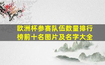 欧洲杯参赛队伍数量排行榜前十名图片及名字大全