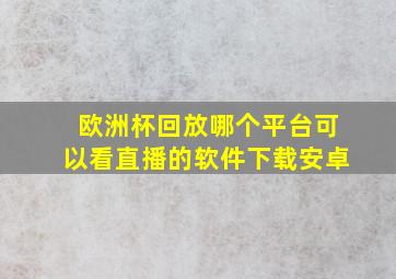 欧洲杯回放哪个平台可以看直播的软件下载安卓