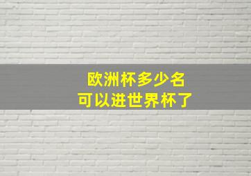 欧洲杯多少名可以进世界杯了