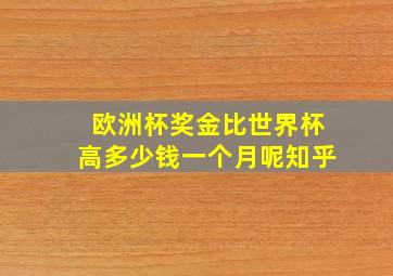 欧洲杯奖金比世界杯高多少钱一个月呢知乎