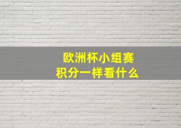 欧洲杯小组赛积分一样看什么