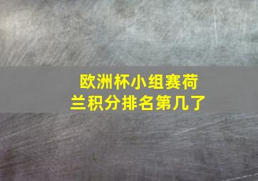 欧洲杯小组赛荷兰积分排名第几了