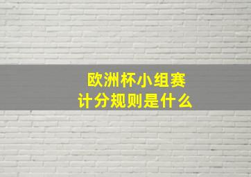 欧洲杯小组赛计分规则是什么