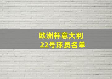 欧洲杯意大利22号球员名单