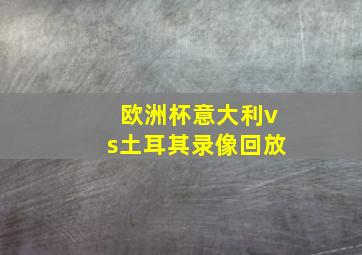 欧洲杯意大利vs土耳其录像回放