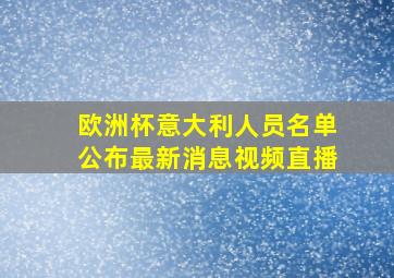 欧洲杯意大利人员名单公布最新消息视频直播