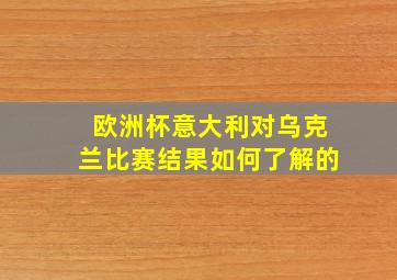 欧洲杯意大利对乌克兰比赛结果如何了解的