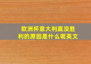 欧洲杯意大利赢没胜利的原因是什么呢英文