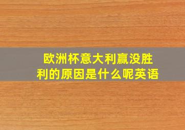 欧洲杯意大利赢没胜利的原因是什么呢英语