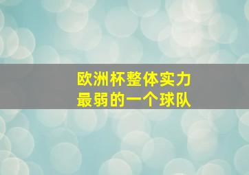 欧洲杯整体实力最弱的一个球队