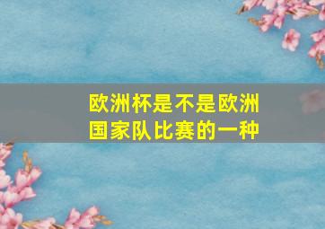 欧洲杯是不是欧洲国家队比赛的一种