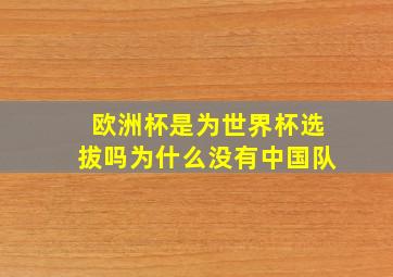 欧洲杯是为世界杯选拔吗为什么没有中国队