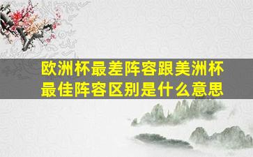 欧洲杯最差阵容跟美洲杯最佳阵容区别是什么意思