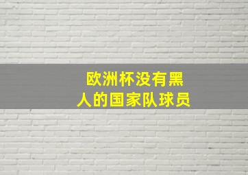 欧洲杯没有黑人的国家队球员