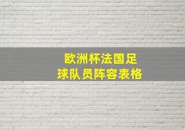 欧洲杯法国足球队员阵容表格