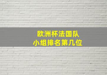 欧洲杯法国队小组排名第几位