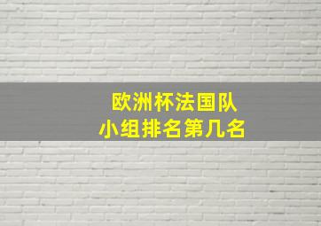 欧洲杯法国队小组排名第几名