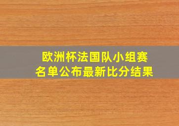 欧洲杯法国队小组赛名单公布最新比分结果