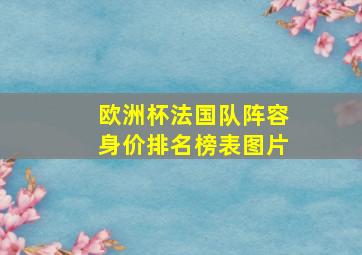 欧洲杯法国队阵容身价排名榜表图片