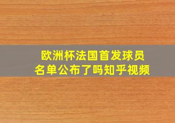 欧洲杯法国首发球员名单公布了吗知乎视频