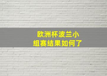 欧洲杯波兰小组赛结果如何了