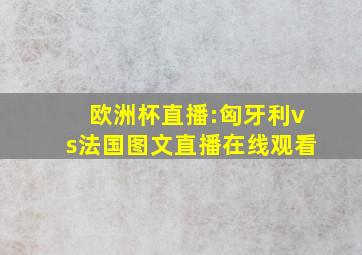 欧洲杯直播:匈牙利vs法国图文直播在线观看