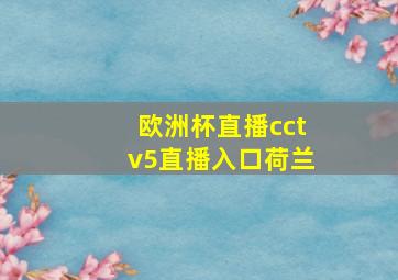 欧洲杯直播cctv5直播入口荷兰