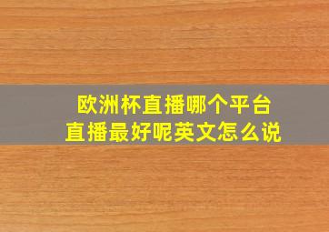 欧洲杯直播哪个平台直播最好呢英文怎么说