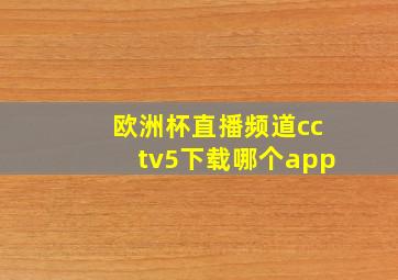 欧洲杯直播频道cctv5下载哪个app