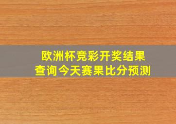 欧洲杯竞彩开奖结果查询今天赛果比分预测