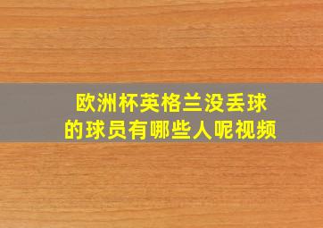 欧洲杯英格兰没丢球的球员有哪些人呢视频