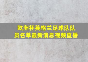 欧洲杯英格兰足球队队员名单最新消息视频直播