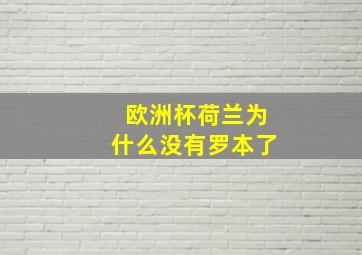 欧洲杯荷兰为什么没有罗本了