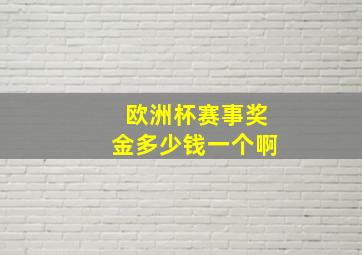 欧洲杯赛事奖金多少钱一个啊