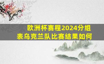 欧洲杯赛程2024分组表乌克兰队比赛结果如何