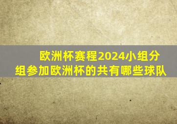 欧洲杯赛程2024小组分组参加欧洲杯的共有哪些球队