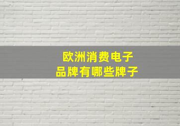 欧洲消费电子品牌有哪些牌子