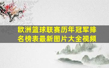 欧洲篮球联赛历年冠军排名榜表最新图片大全视频