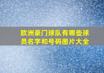 欧洲豪门球队有哪些球员名字和号码图片大全