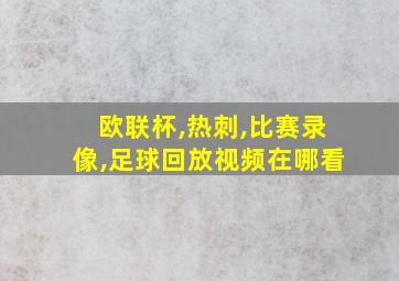 欧联杯,热刺,比赛录像,足球回放视频在哪看