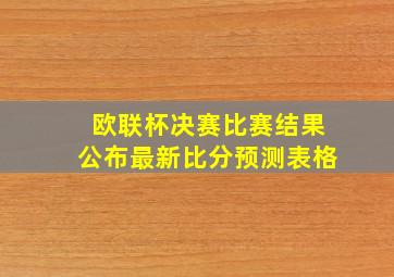 欧联杯决赛比赛结果公布最新比分预测表格