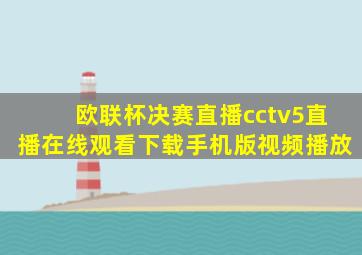 欧联杯决赛直播cctv5直播在线观看下载手机版视频播放