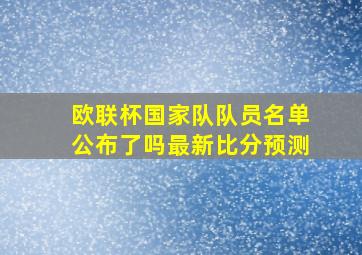 欧联杯国家队队员名单公布了吗最新比分预测