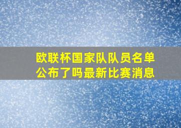 欧联杯国家队队员名单公布了吗最新比赛消息