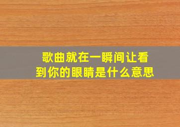 歌曲就在一瞬间让看到你的眼睛是什么意思