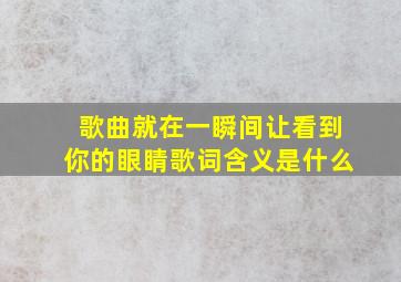 歌曲就在一瞬间让看到你的眼睛歌词含义是什么