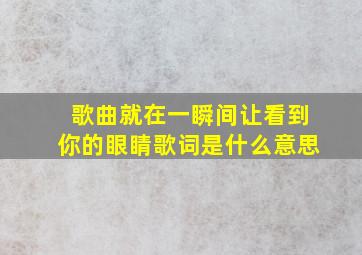 歌曲就在一瞬间让看到你的眼睛歌词是什么意思